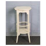 Vintage Rustic Painted Wood 2 Tier Stand