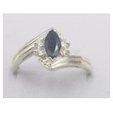 Sterling Silver Sapphire Sz 10 Cocktail Ring