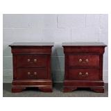 2x The Bid Cherry Finish Mfg Wood 2 Drawer Stand