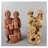 2x The Bid  Tall Carved Wooden Folk Art Figurines