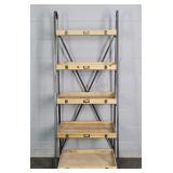 Sturdy Metal Framed 5 Tier Stepped Wood Shelf Unit