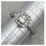925 Sterling Silver Cz Ring Sz 6.5