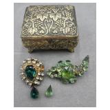 Vintage Costume Rhinestone Brooches Pins And