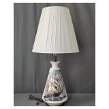 Vintage Porcelain Table Lamp W/ Nautical Theme