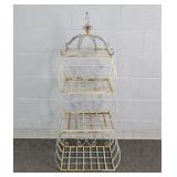 4 Piece Painted Metal Bird Cage Plant Stand