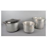 Lot Of 3 Stock Pots W/ Baskets
