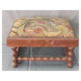 Antique Wood Frame Foot Stool