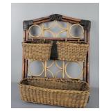 Vintage Boho Bamboo Wall Storage Unit