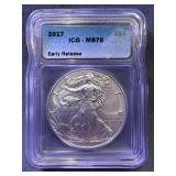 2017 American Silver Eagle .999 Icg Ms70