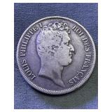 Rare 1831 France .900 Silver 5 Francs - Large Coin