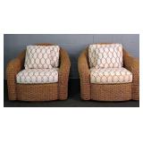 Lexington Natural Woven Texture Swivel Arm Chairs