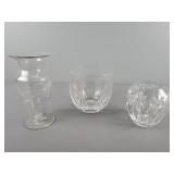 3x Bid Crystal & Etched Glass Vase