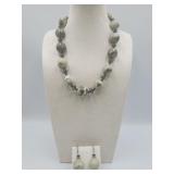 Sterling Silver Jasper Stone Necklace And Matching