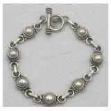 Sterling Silver 8in Pearl Bracelet Tw 17.4g