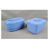 2x Bid Blue Ceramic Hall China Refrigerator Dishes