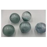 5x The Bid Crude Blown Glass Vintage Net Floats
