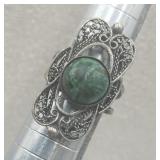 Sterling Silver Chrysocolla Fillagree Sz 5 Ring