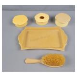 Vintage 5 Pc Bakelite Vanity Set
