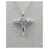 Sterling Silver Cross Necklace 16in Tw 5.6g