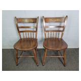 2x Bid L Hitchcock Vintage Ladderback Accent Chair