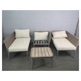4 Pc Set Synthetic Wicker On Metal Frame Patio Set