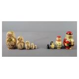2x Bid Traditional Wood Nesting Dolls