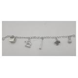 Sterling Silver 7in Charm Bracelet Tw 24.2g