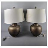 2x Bid Surya Hammered Look Table Lamps W/ Shades