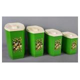 Vintage 4 Pc Baking Storage Bins Floral Print