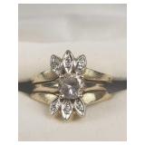 14k & 10k Solitaite Wedding Ring Set Sz 7