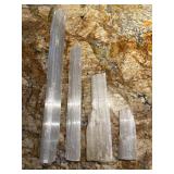 Four Pieces Of Selenite. Largest Is 17" Long