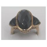 Sterling Silver Goldtone Black Onyx Ring Sz 8 Te