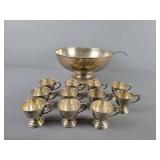13 Pc Nickel Silverl Punch Bowl Set