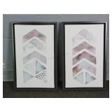 2x Bid Framed Abstract Prints On Canvas