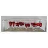19 Pc Decorative Red Glass Stemware