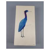 Artist Signed Blue Crane Painting