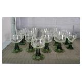 13 Pc Roemer German Green Beehive Stemware