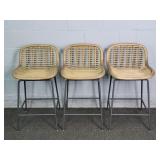 3x Bid Gabby Jake Rattan & Metal Counter Ht Stools