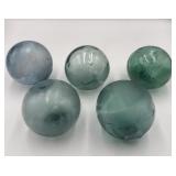 5x The Bid - Vintage Crude Glass Fish Net Floats