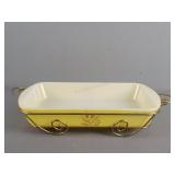 Yellow Glassbake Casserole  W/ Stand