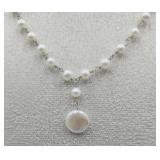 Sterling Silver 16in Pearl Necklace
