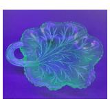 7" Uranium Glass Leaf Plate