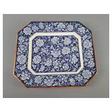 Blue & White Japanese Ceramic Rose Tray