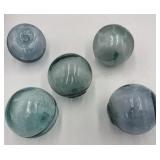 5x The Bid Crude Blown Glass Vintage Net Floats