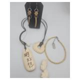 Carved Bone Jewelry Necklace Bracelet Pierced