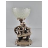 Brass And Glass Loom Wheel Lamp