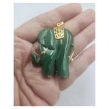 Carved Malachite Elephant Pendant