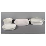 Lot Of 4 Corningware White Ceramic Cookware