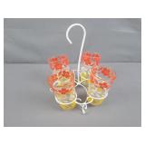 Mid-cent 4 Pc Tumbler Set With Hanging Metal Caddy