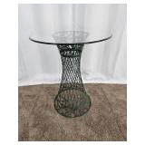 24" Round Glass Top Fiberglass Spun Table